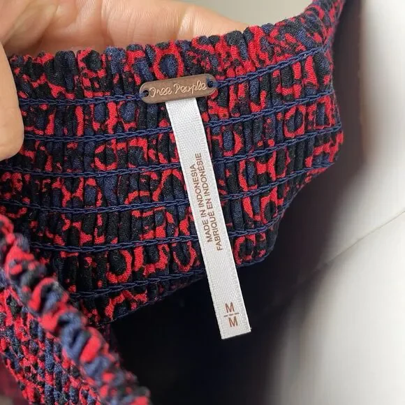 Free People Tabitha Mini Babydoll Boho Dress Cap Sleeve Floral Red Size M - Picture 9 of 11